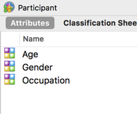 Attributes for Age, Gender and Occupation added to the Participant classification.