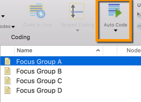 Auto coding selected Focus Group transcripts.