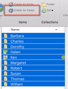 Creating cases from selected interviews in List View.