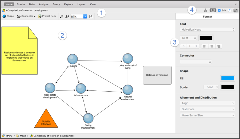 The concept map canvas