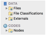 Navigation view showing new terminology for data and codes.