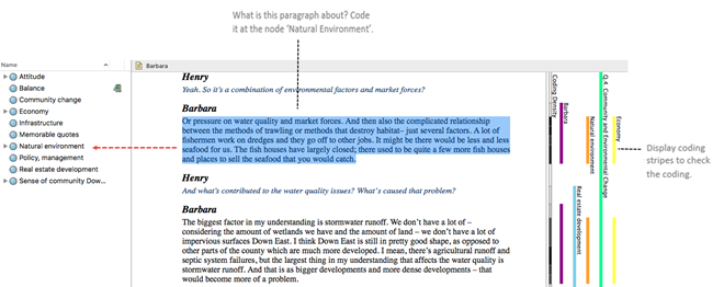 Coding a paragraph at the node Natural Environment.