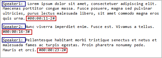 Text file with speaker names and timestamps.
