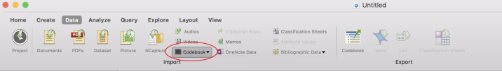 Codebook option on the Import ribbon.