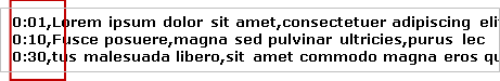 Text file with comma delimited timestamps.