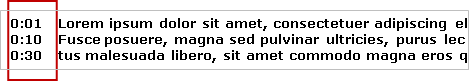 Text file showing paragraphs that start with timestamps.