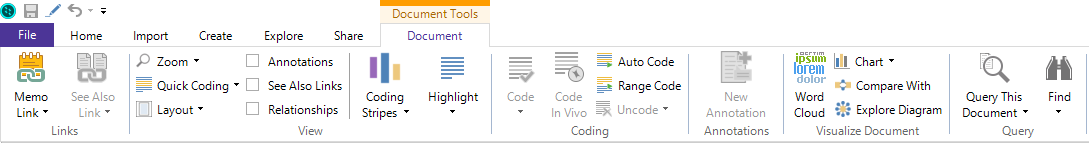 Document tab on the NVivo ribbon.