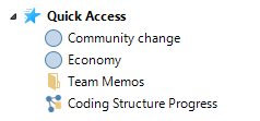 Quick Access area of the NVivo workspace.