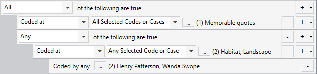 Building the criteria for a coding query.