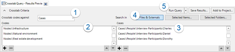 Example of Crosstab query criteria.