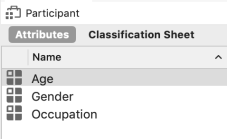 Attributes for Age, Gender and Occupation added to the Participant classification.