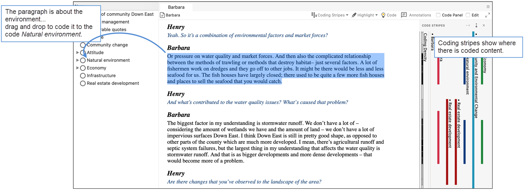 Coding a paragraph at the node Natural Environment.